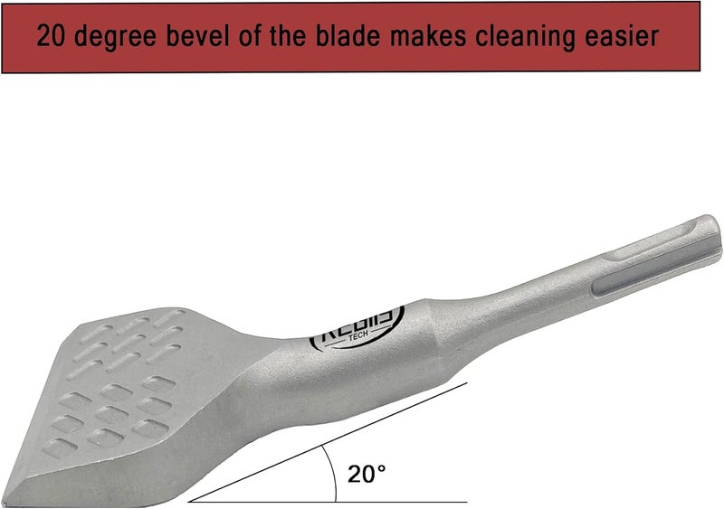 Regiis Tech SDS Plus Floor Scraper 3 in. x 6.5 in. Wide Angled Flooring Adhesives Remover, Cranked Thinset Removal Tool Chisel Bit for Rotary Hammer Drill - Image 2